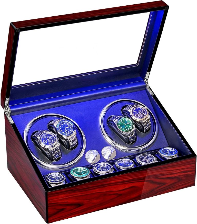ANWBROAD Remontoir pour montres automatiques - 4 montres + 6 emplacements de mémoire supplémentaires - 4 modes de rotation avec Mabuchi super silencieux - Remontoir automatique de luxe
