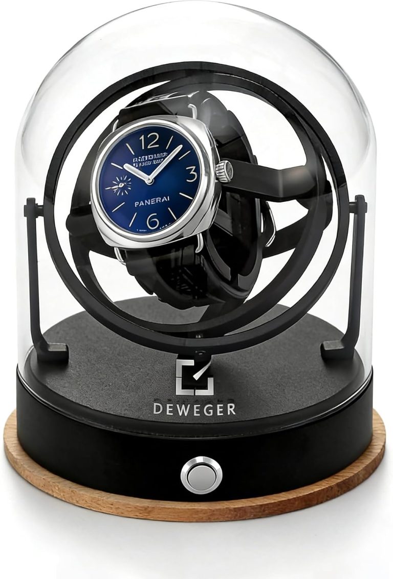 DEWEGER Orbit Remontoir de montre mécanique - Moteur silencieux - Convient pour homme et femme - Pour Rolex et la plupart des montres - Doré - Rotation à 360°, Coussinet noir, luxe